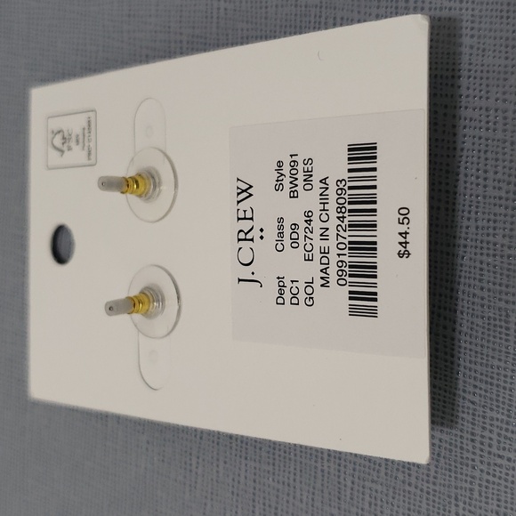 NWT J Crew Gold Hypoallergenic Rhinestone Post Earrings 2" Long - Picture 4 of 5